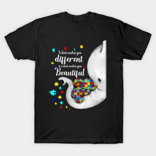 What Makes You Different Elephant Mom Autism Child Awareness T-Shirt